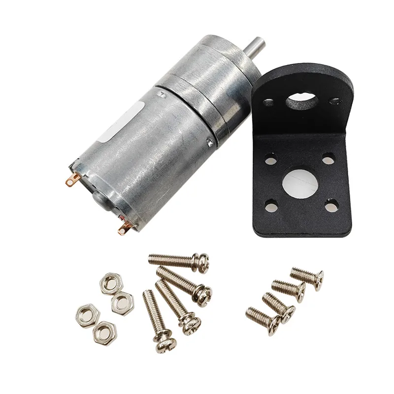 1PCS JGA25-370 Geared Motor DC Motor 3V Electric Gear Motor High Torque 5/10/15/30/50/60/100/150/300/500rpm Mounting Bracket