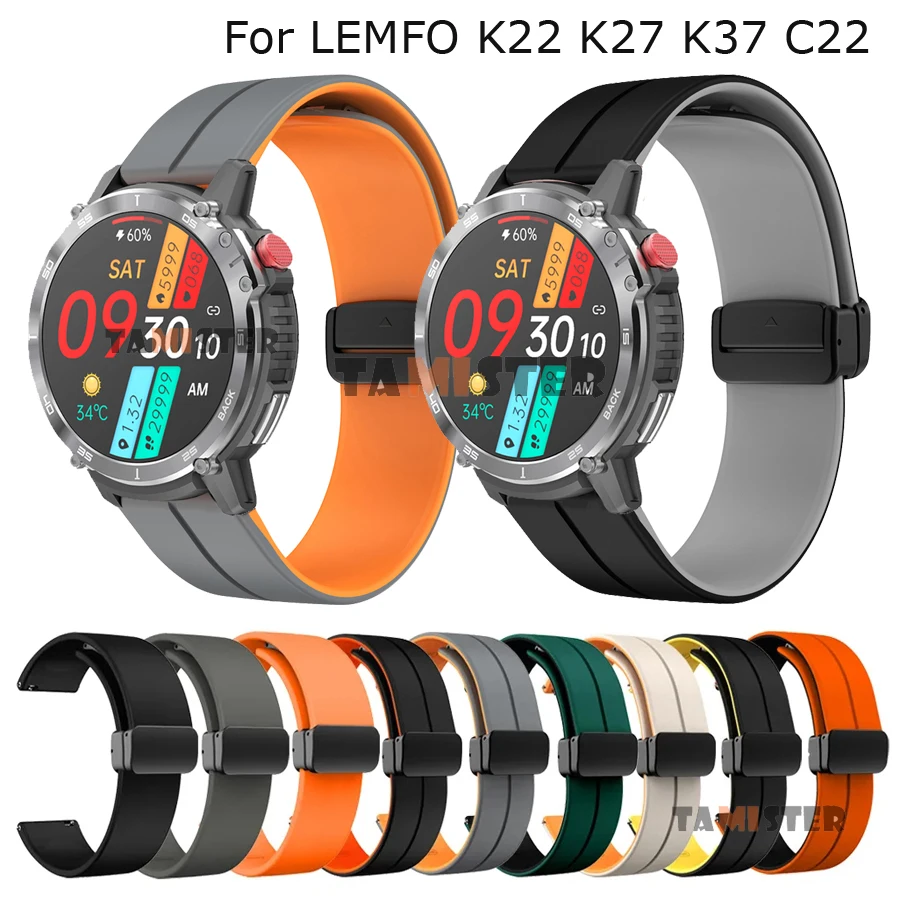 Silicone Watch Band For LEMFO K22 PRO K27 K37 C20 K56 PRO LEM56 DM50 C22 DTX Strap Bracelet Wristband Correa 20mm 22mm