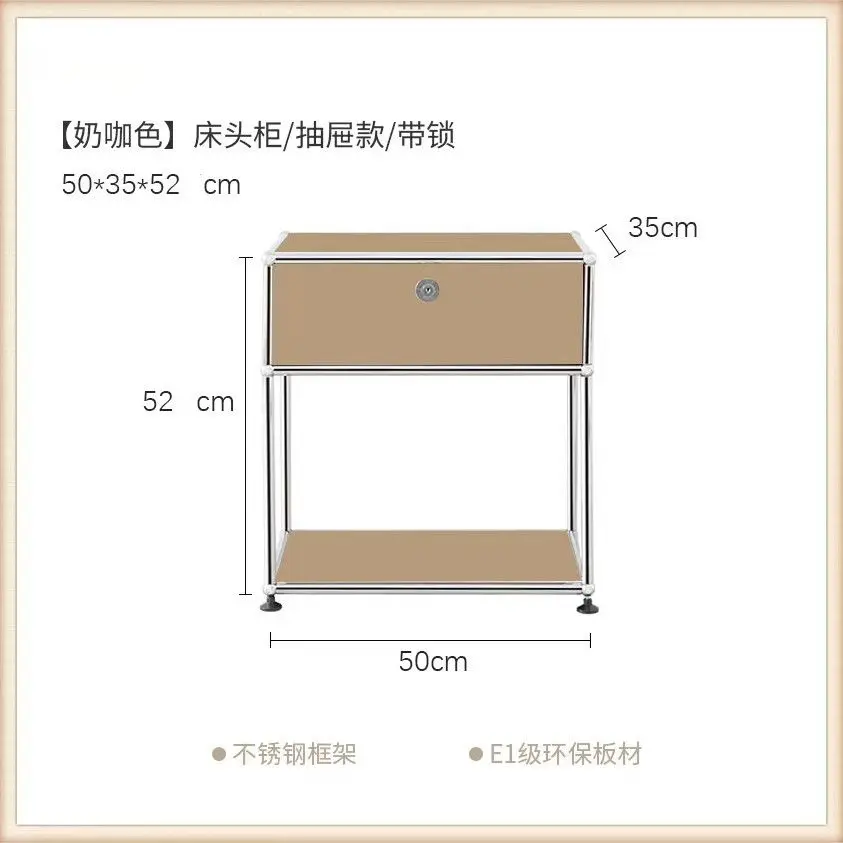 

Creative Bedroom Storage Cabinet Minimalism Nightstands for Home Stainless Steel Bedside Table Light Luxury Module Sideboards