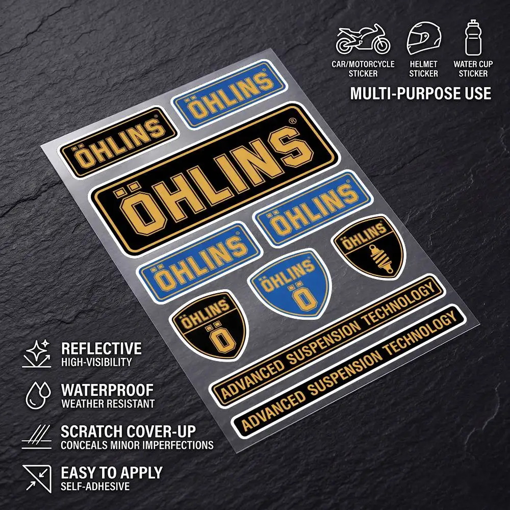 OHLINS High Visibility Reflective Waterproof Decal Scratch Hide Sticker Fit Car Motorcycle Helmet Refrigerator
