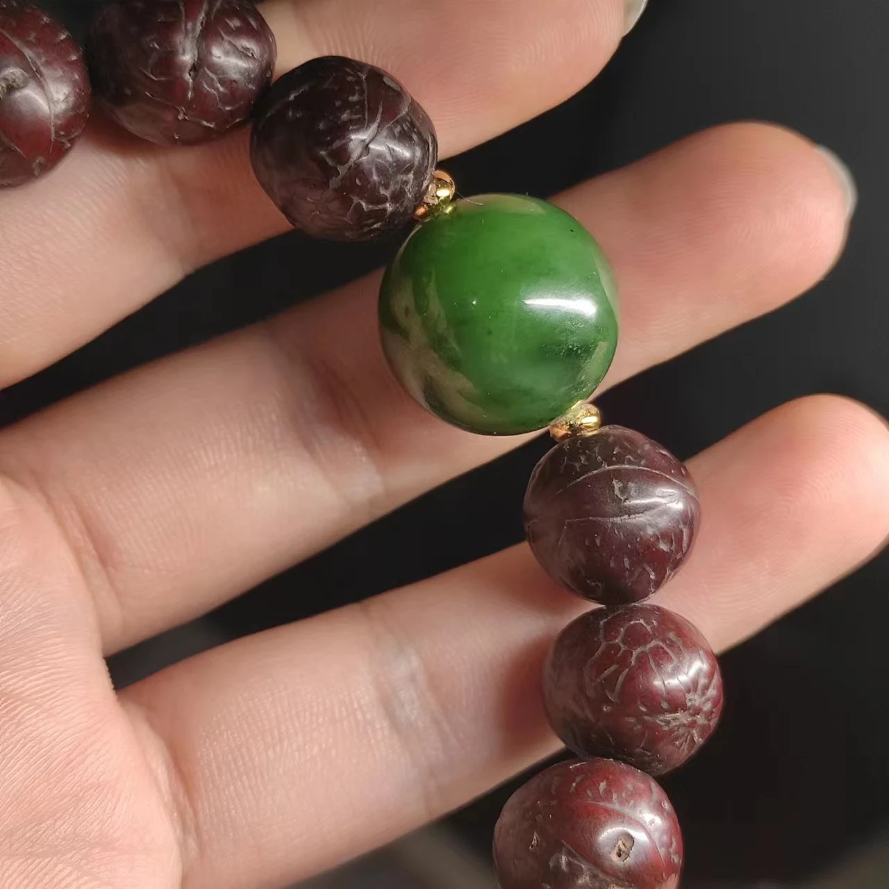 1 Buah/Lot Gelang Bodhi Hyaceng Gondok Tua Kacang Kayu Tibet Dihiasi Amulet Gosip Jiugong Perak Tibet