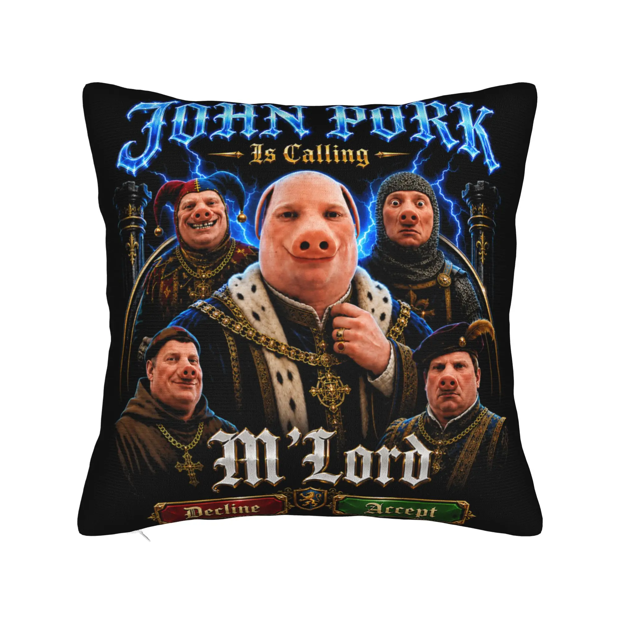 John Pork is Calling Medieval Bootleg Meme Brainrot Pillowcases  Morden Pillow Case For Sofa Car Home Decor Design Pillow Cover