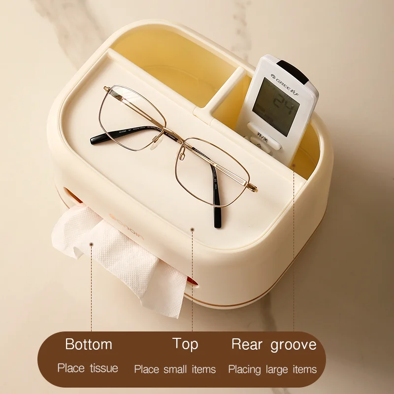 Desk Tissue Box Table Paper Case Controller Glasses Phone Paper Holder Organizer Home Kithcen Bathroom Storage Accessories