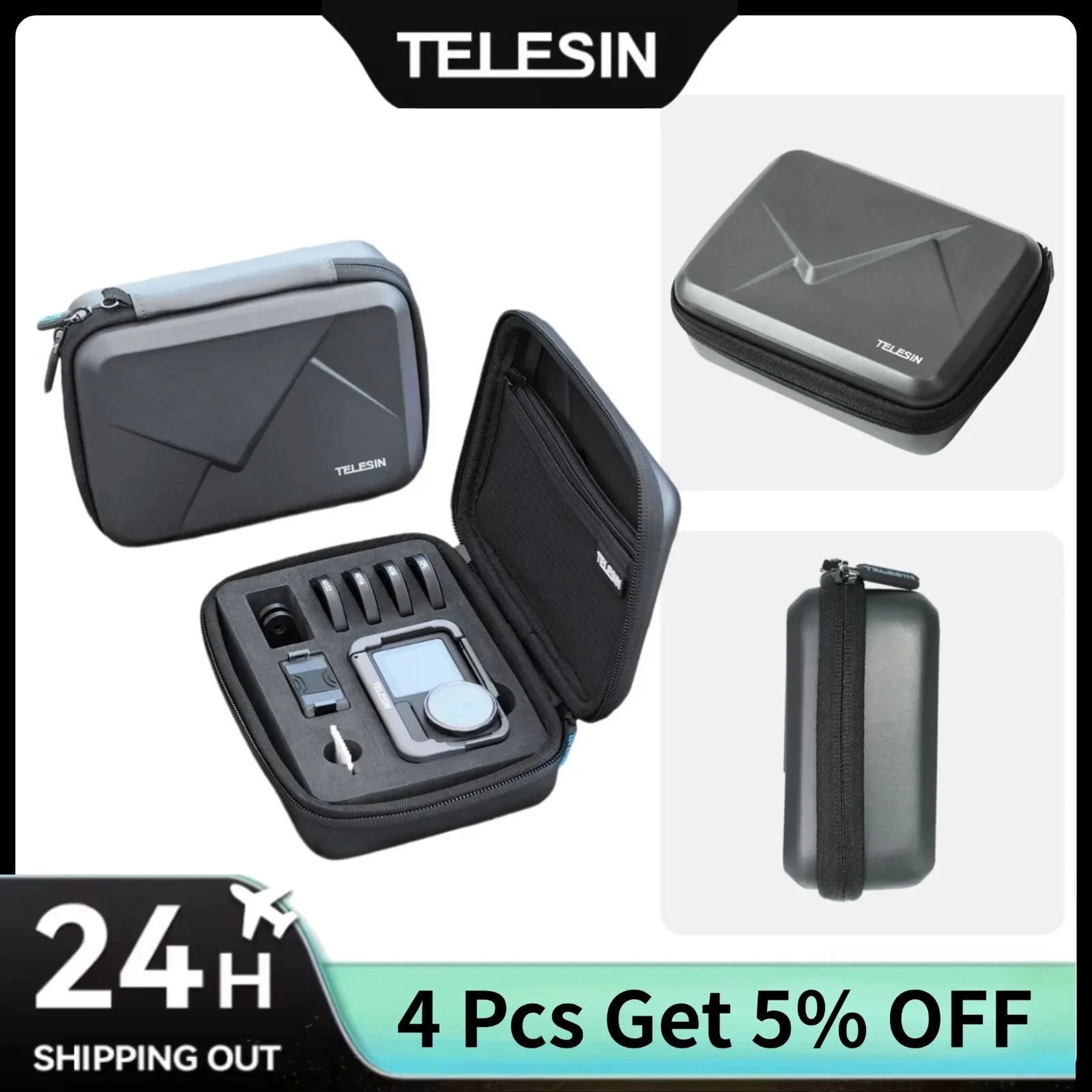 

TELESIN Shockproof Waterproof Storage Case for DJI OSMO Action 5 Pro4 3 Medium Hard Shell Protection Action Camera Accessories