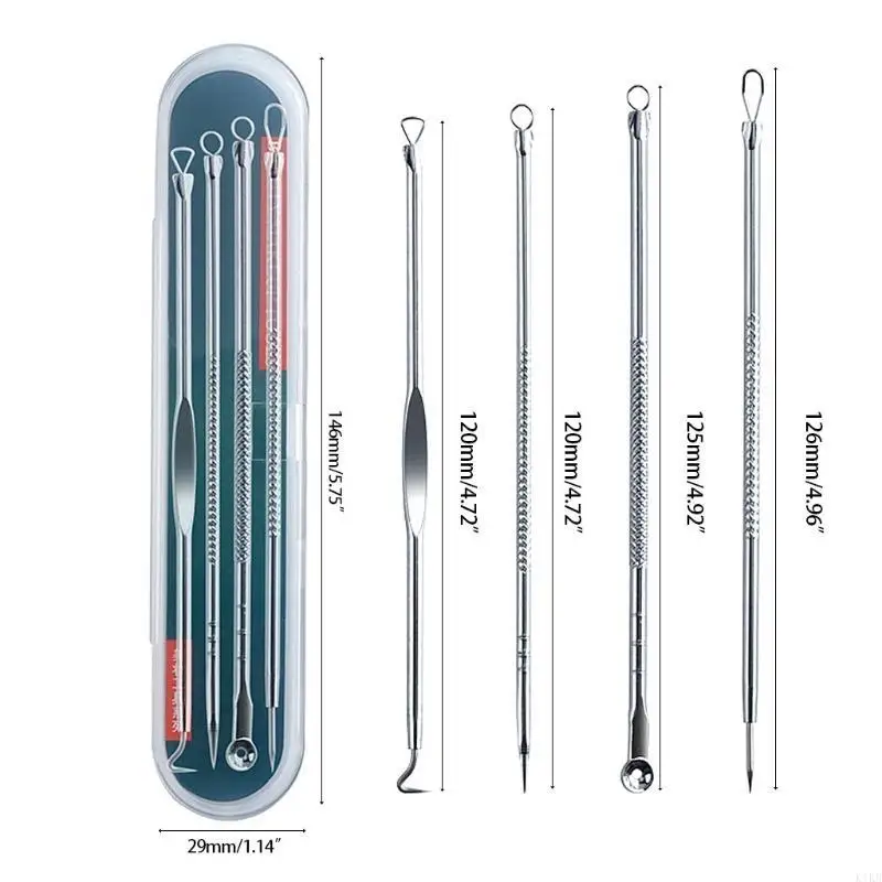 4pcs Aigne d'acné en acné inoxydable Aigneles outils dissolvant à tête noire