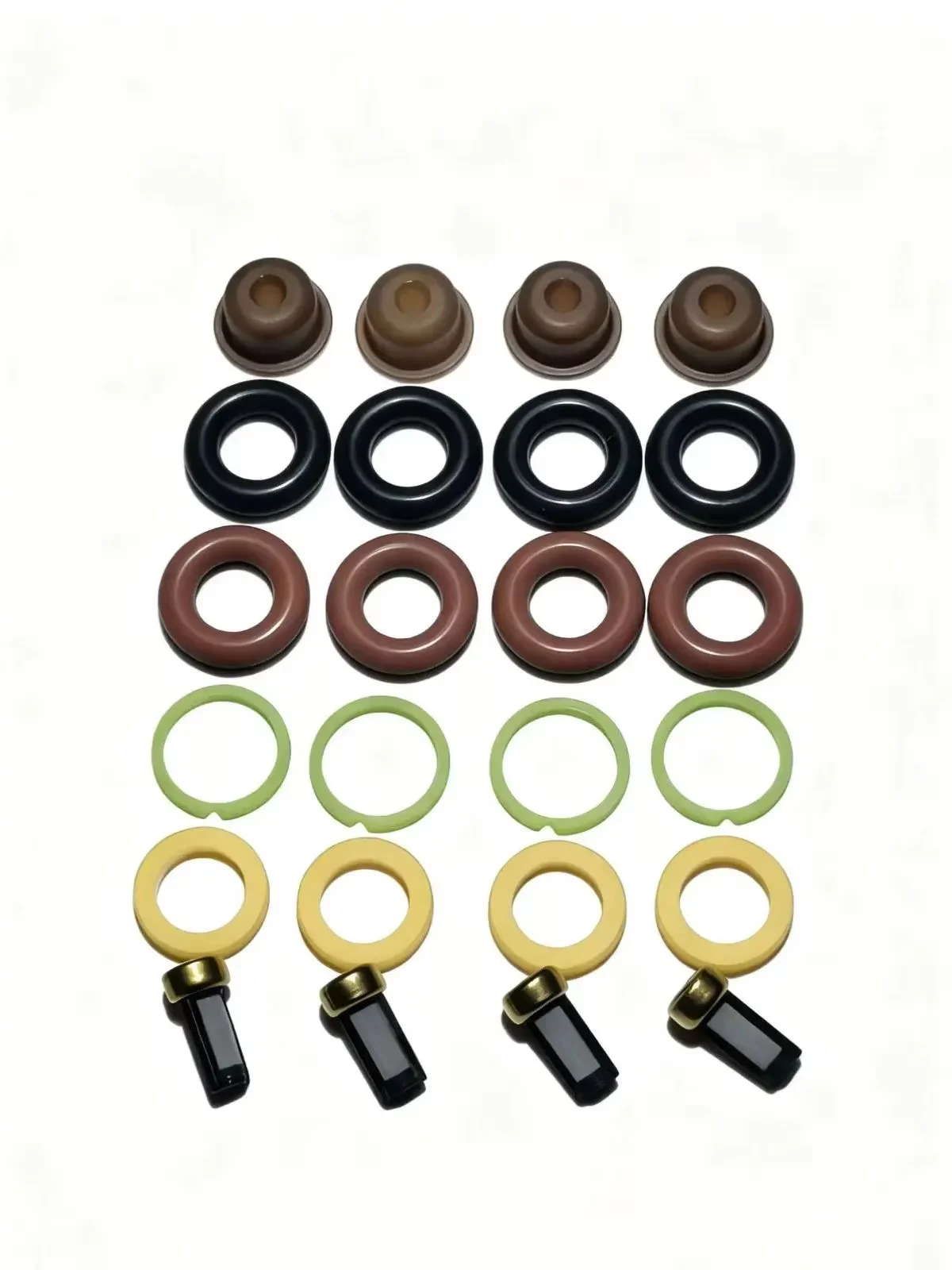 4 Sets Fuel Injector Repair Kit for Bosch Universal Including Micro Filter, O-Ring, Plastic Gasket, Pintle Cap Jlf-Rk000