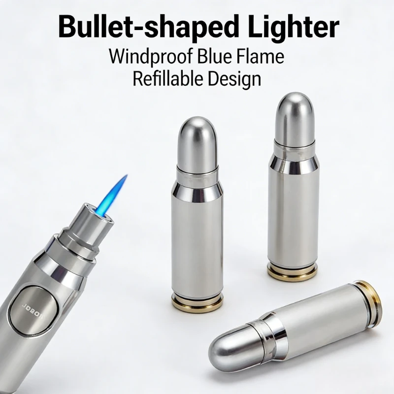 Bullet-shaped Jet Lighter Multi-purpose Butane Gas Torch Spray Gun Portable Cigarette Lighter Ideal Men’s Gift Ignition Tool