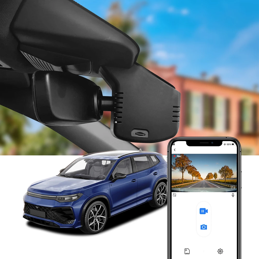 Fitcamx 4K Dash Cam for Volkswagen Tayron / VW Tiguan MK3 2024 2025 2026, UHD Recording Dashcam, Plug-and-Play Reliable