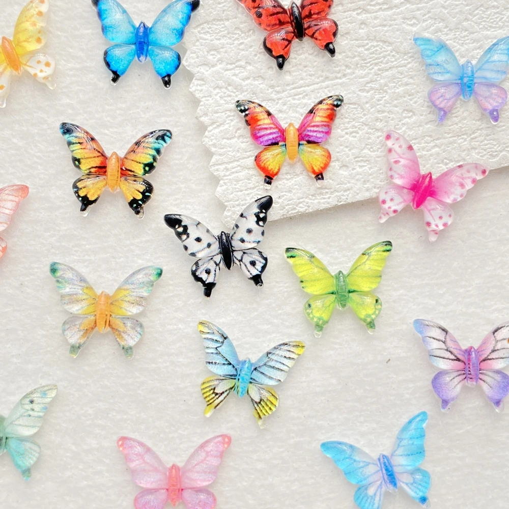 50Pcs Shiny Cute Mini Cartoon Colorful Butterflies Nail Art Resin Flat Back DIY Nail Art Appliques 3D Decorations Jewelry - Image 6
