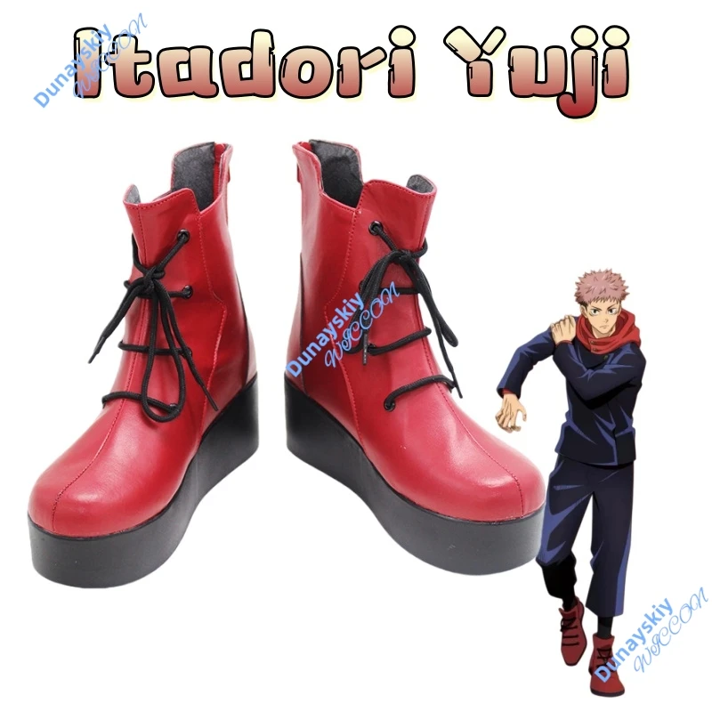 

Anime Yuji Itadori Red Cosplay Boots PU Leather Halloween Carnival Custom Props