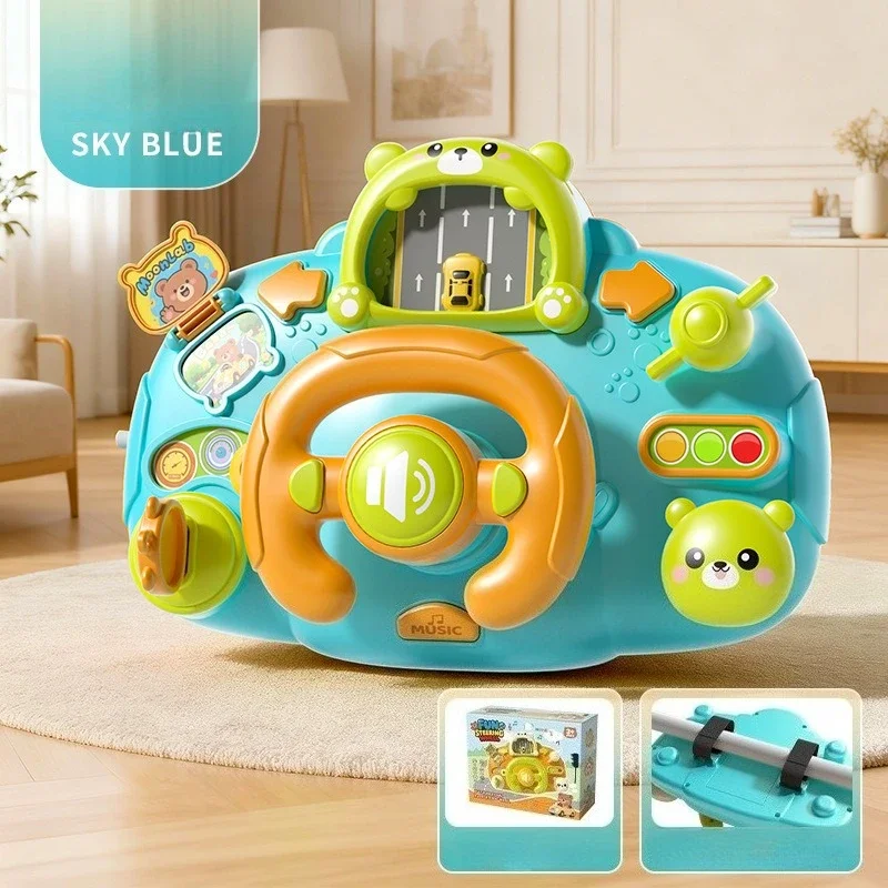 Baby Electric Simulate Driving Steering Wheel Toys for Stroller Car Seat Music Light Early Educational Toddler 0-36 Months Gifts