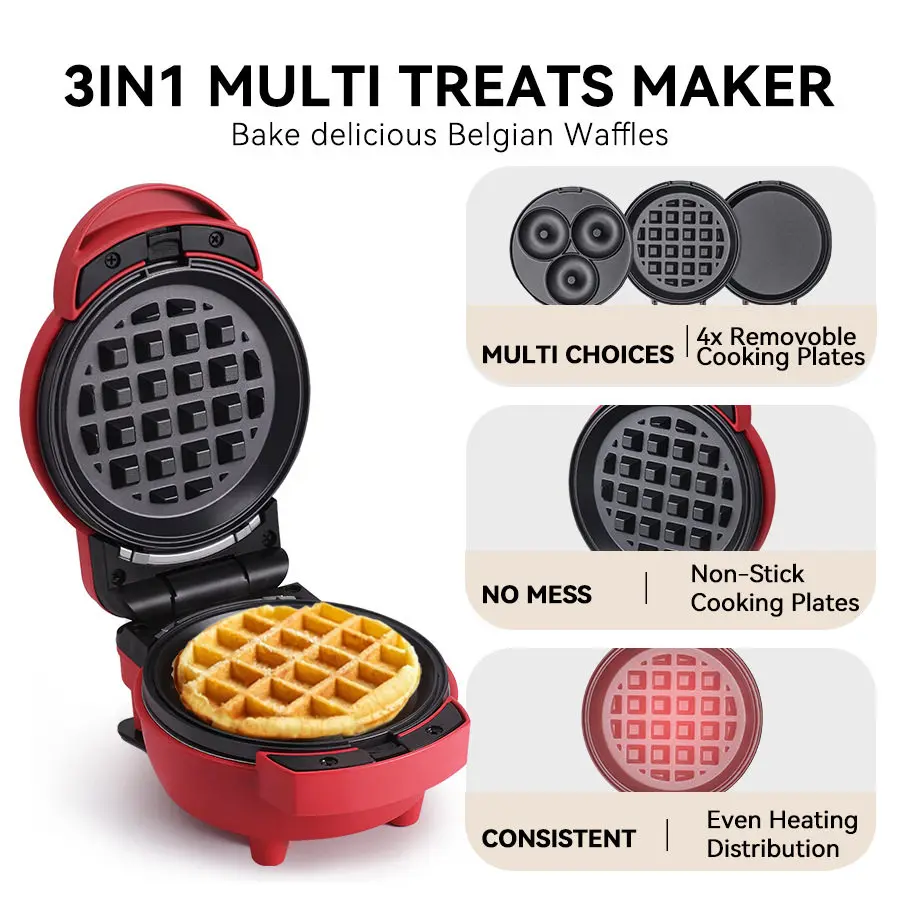 3-In-1 Breakfast Maker Multipurpose Sandwich Waffle 、Bread 、Donut 、Breakfast Maker