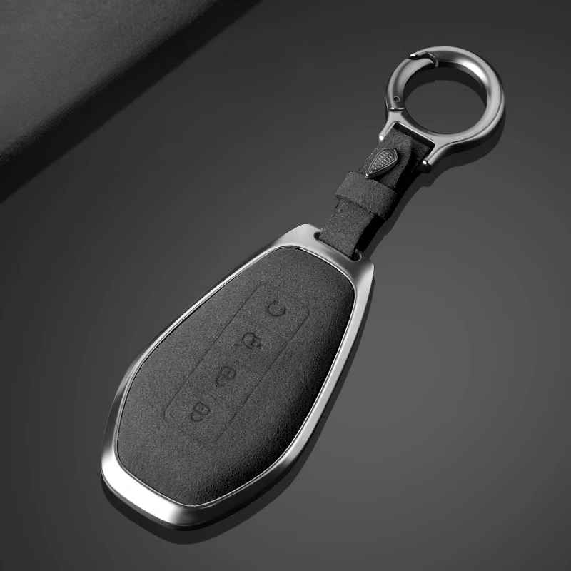 

For DENZA Z9GT N9 2025 Key cover suede car key shell metal buckle chain interior supplies