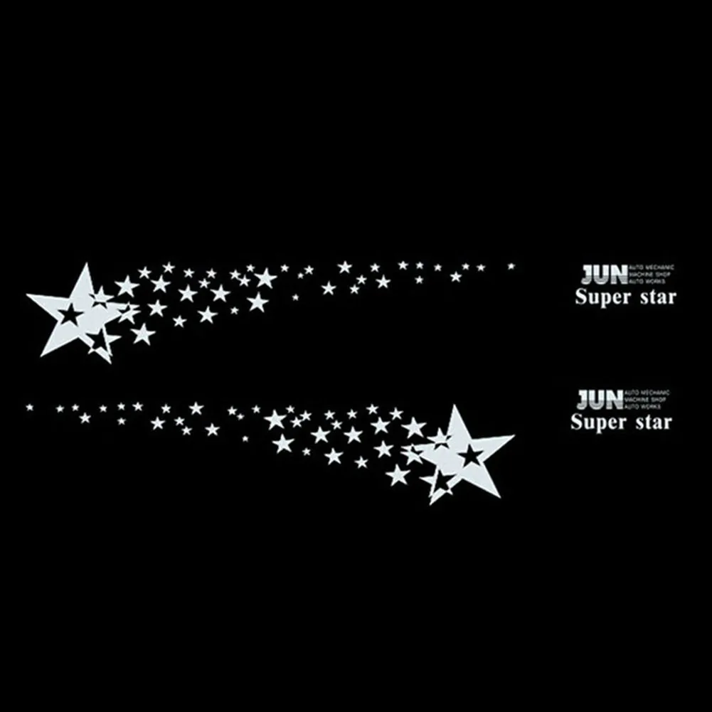 

Водонепроницаемая наклейка на автомобиль, белая звезда, 2 шт., 63, графическая наклейка, длинная полоса, гоночная боковая наклейка, украшение для кузова, винил