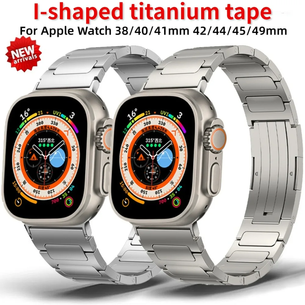 

Titanium Strap for Apple Watch Band 46mm 44mm 45mm 42mm 38 40 41mm Bracelet for iWatch Series 10 9 8 7 6 5 SE2 Ultra 2 49mm Band