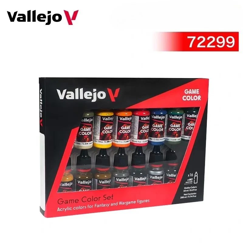 Vallejo Game Color Acrylic Paint Set 18ml X16 Pcs Fantasy Wargame Miniature Painting Pigment Starter Expert Model Hobby Supplies