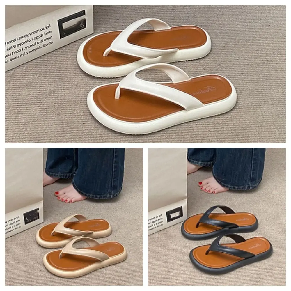 패션 여름 플랫 쪼리 샌들 클립 토 샌들 플립플랍 여성 미끄럼 방지 EVA 휴가 비치 슬리퍼 야외 실내
