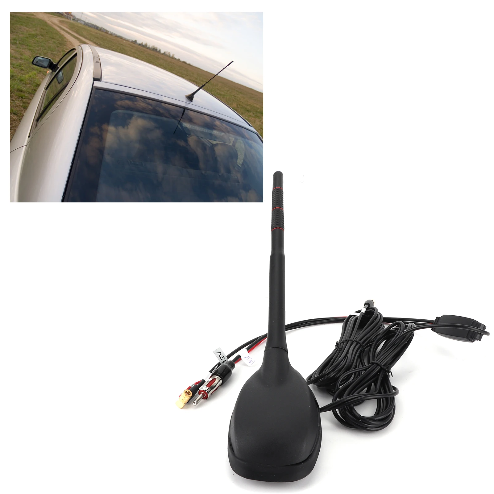 DAB Active Antenna Top Roof Mount Antenna Car DAB+GPS+FM Antenna Active Amplified Top Roof Mount Waterproof Dustproof Universal