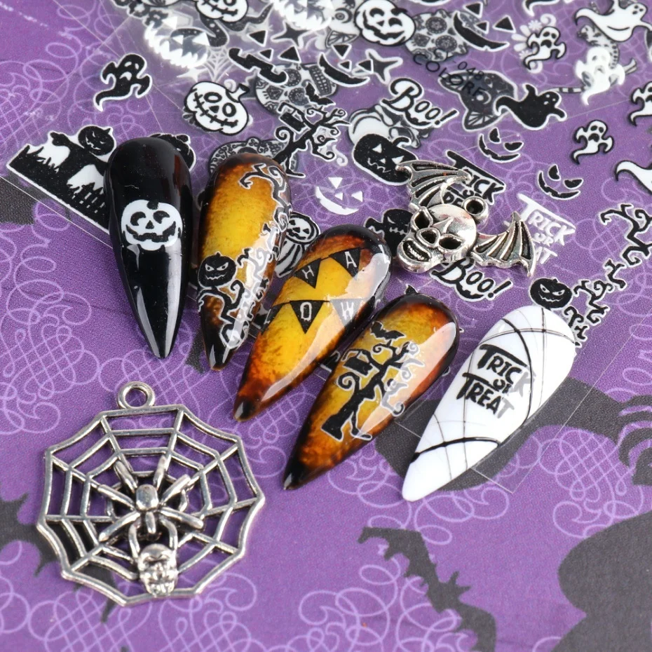 ملصقات فنية مضيئة ذاتية اللصق ، شارات ذاتية الصنع ، عنكبوت ، خفاش ، أشباح ، تصميم قرع ، هالالوين ، 1 ، من من من من من