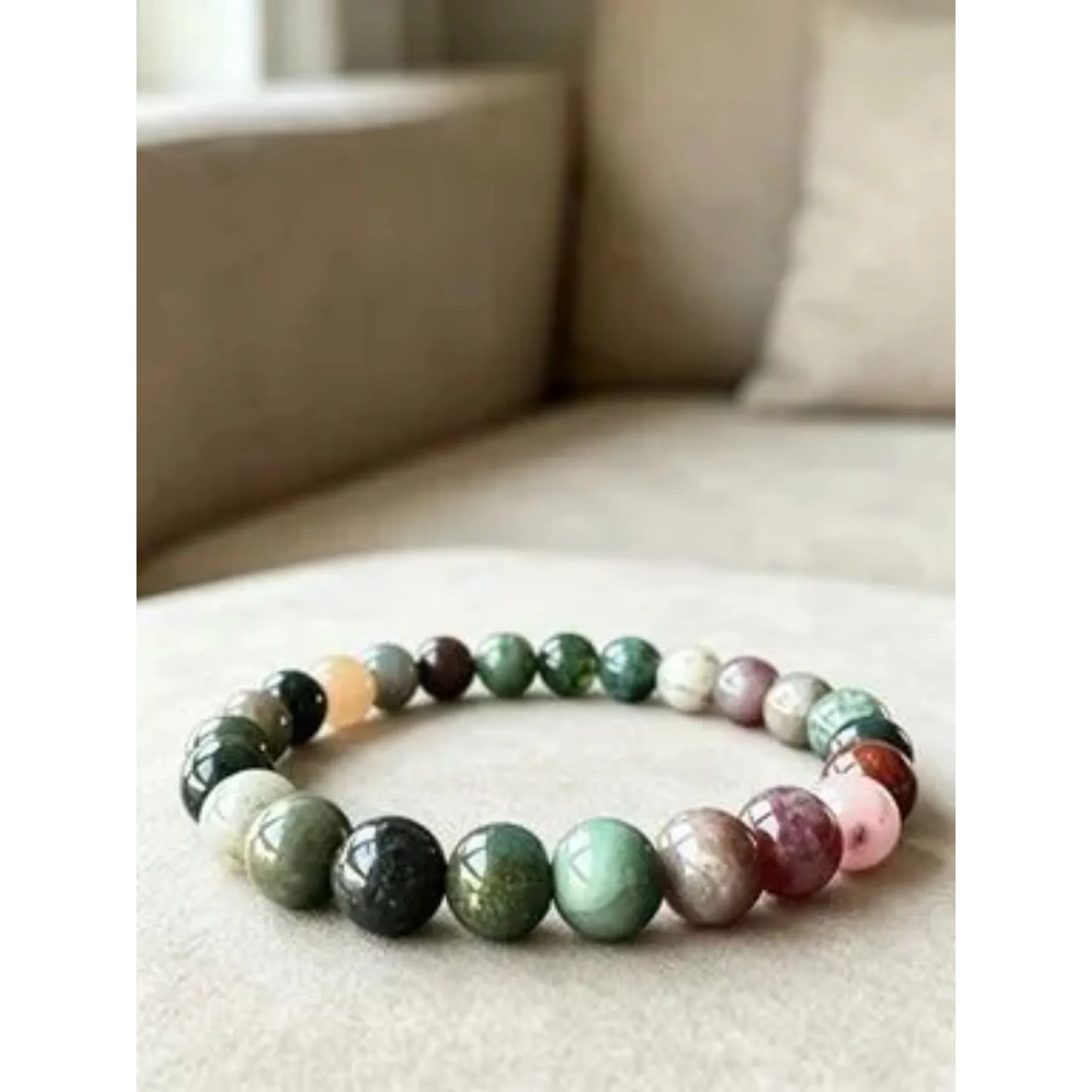 Indian Agate Beads Bracelet Matching Pairs for Couples