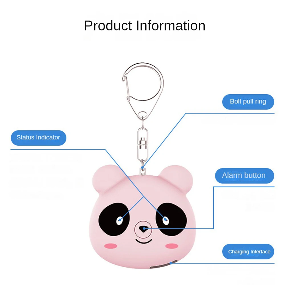 1/2PCS Anti-wolf Keychain Panda Environmentally Friendly And Efficient Points For Good Looks Dual Alarm Mode