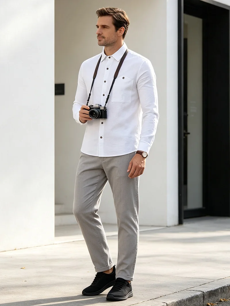 Men Spring Autumn Solid Color Linen Cardigan Lapel Collar Long Sleeve Shirt Se3e9c0e60f594c7382c71c5908997383t