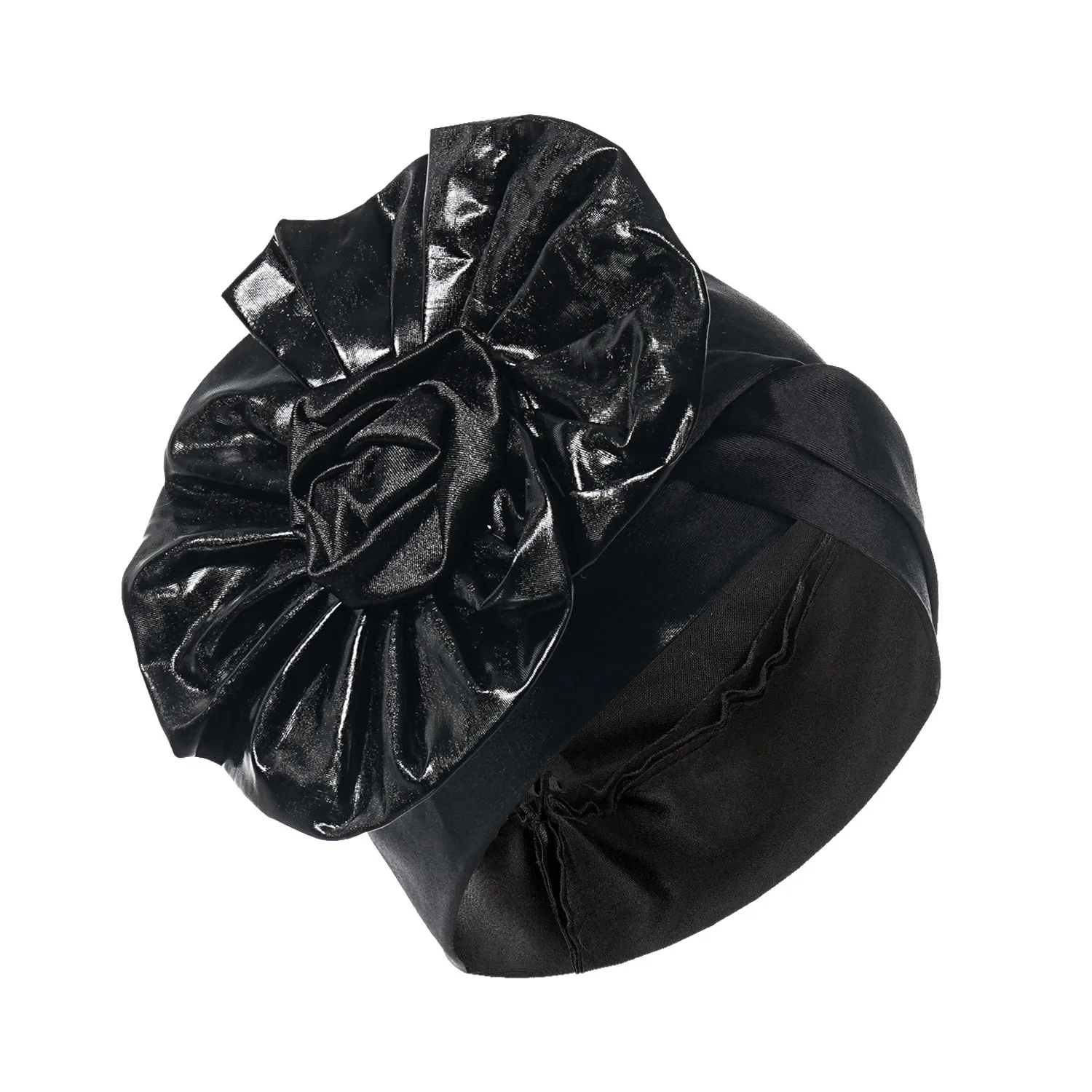 Nigeria Wedding Party Glitter Flower Turban Cap Hijab Bonnet African Headtie Women Head Wraps Party Auto Gele Muslim Headscarf