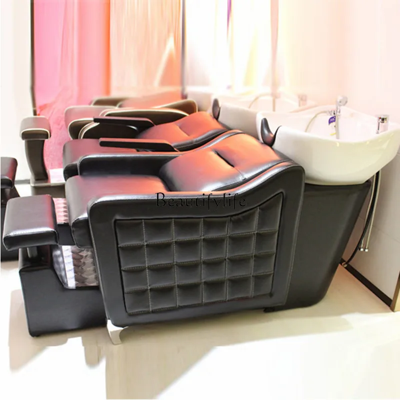 

High-End Hair Salon Flushing Bed Cosmetology Shop Punch Half Lying Massage Couch Ceramic Basin