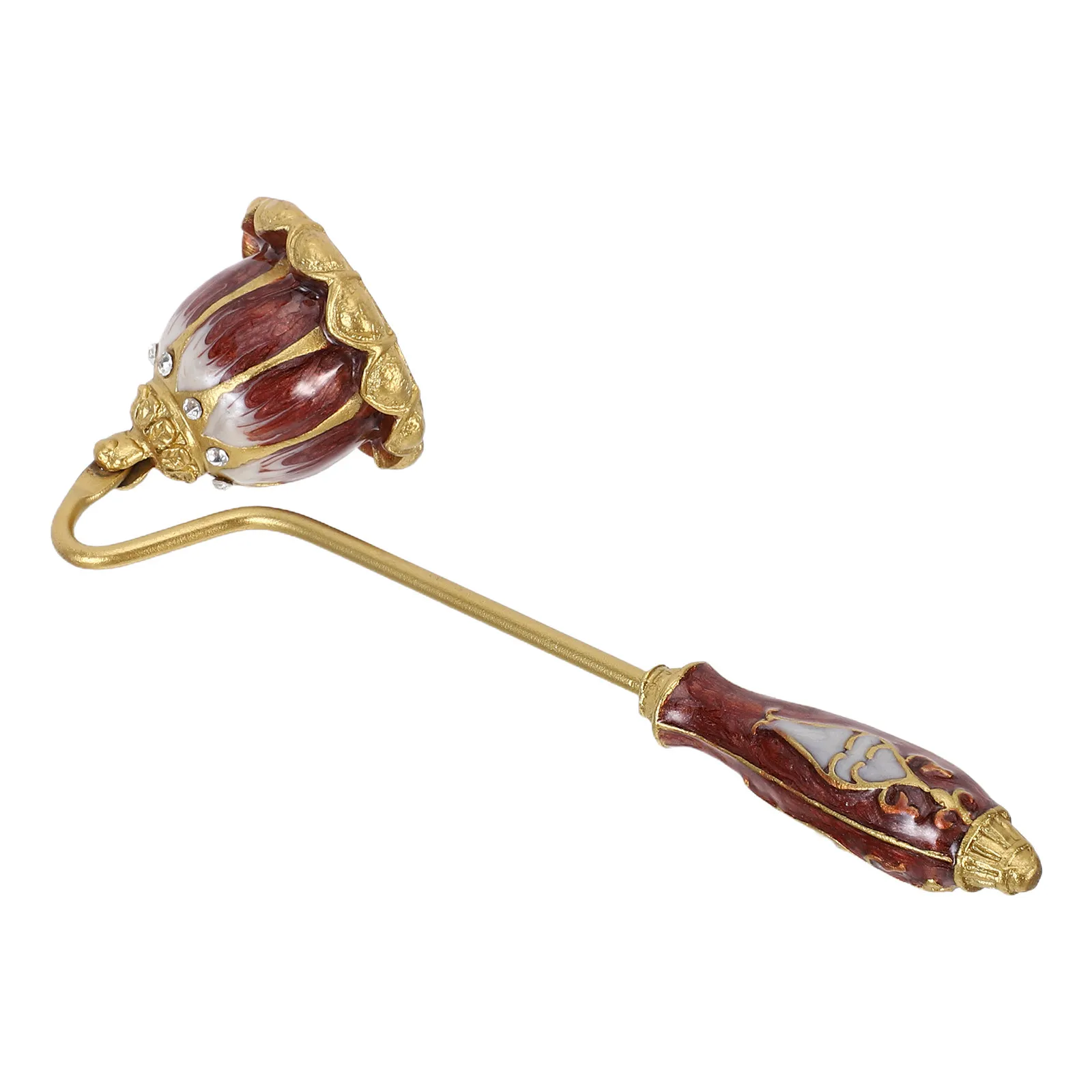 Retro Snuffer with Long Handle Metal Lotus Wick Extinguisher Flame Snuffer Tool for Meditation Yoga Reading Safety