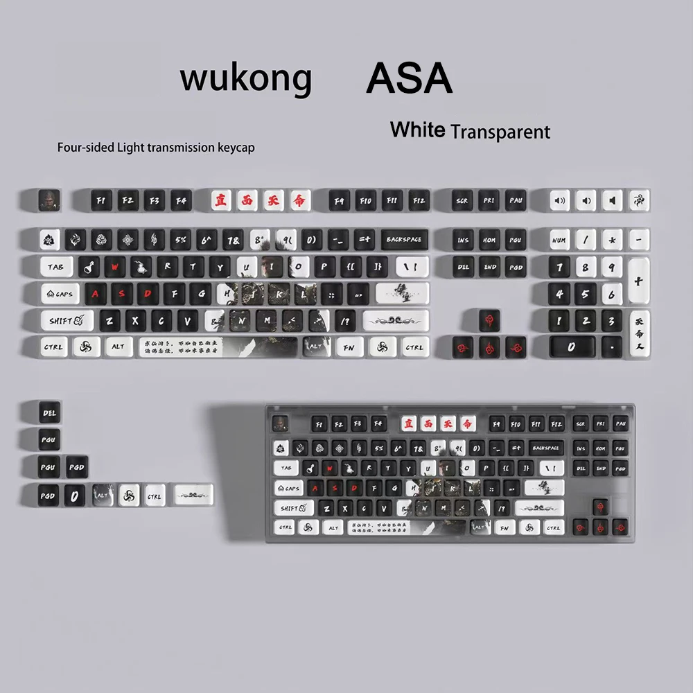 Set Keycaps Tema Wukong Black Myth: PBT Sublimation Cherry Profile untuk Aksesoris Keyboard Mekanik, Keycaps Kustom