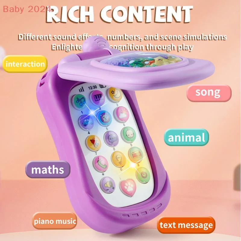 Simulation de dessin animé, téléphone à rabat, musique éducative, jouet pour tout-petits, voix précoces, jouets pour cadeaux de la journée des enfants
