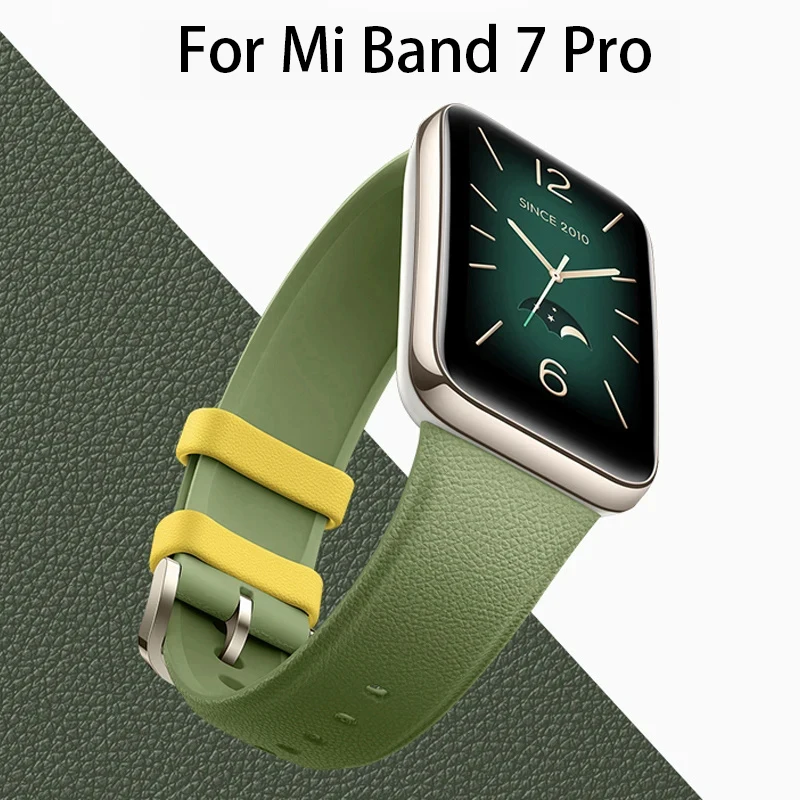 Silicone Strap For Mi Band 7 Pro Band Leather Texture Replacement belt sport Lychee Wristband For Xiaomi 7 Pro smart watch strap