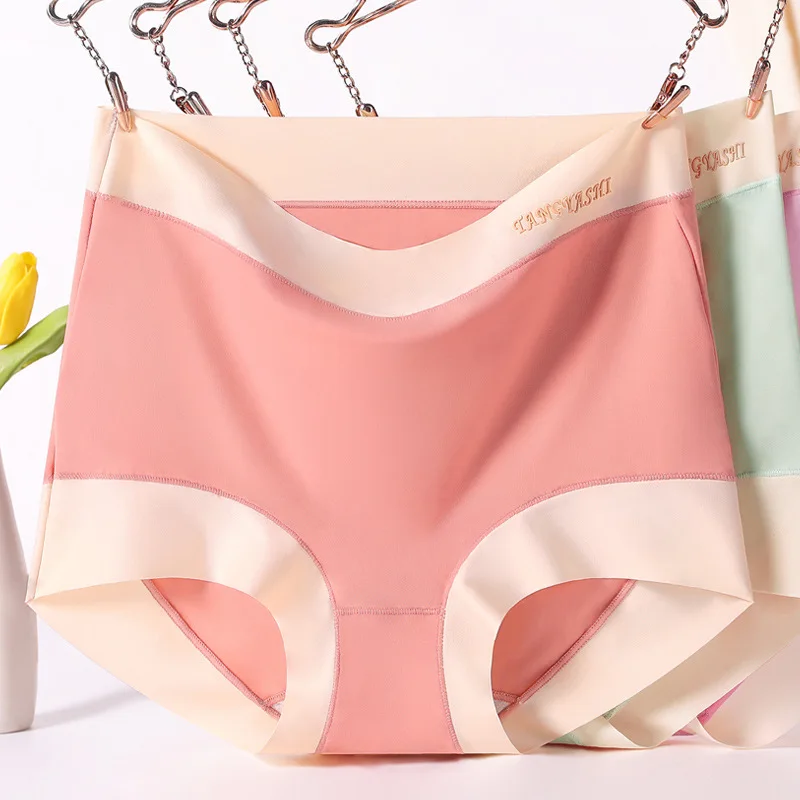 Cooling Seamless Panties Plus Size 100kg High Waist Briefs Summer Underpants with Gentle Shaping Lightweight Comfort