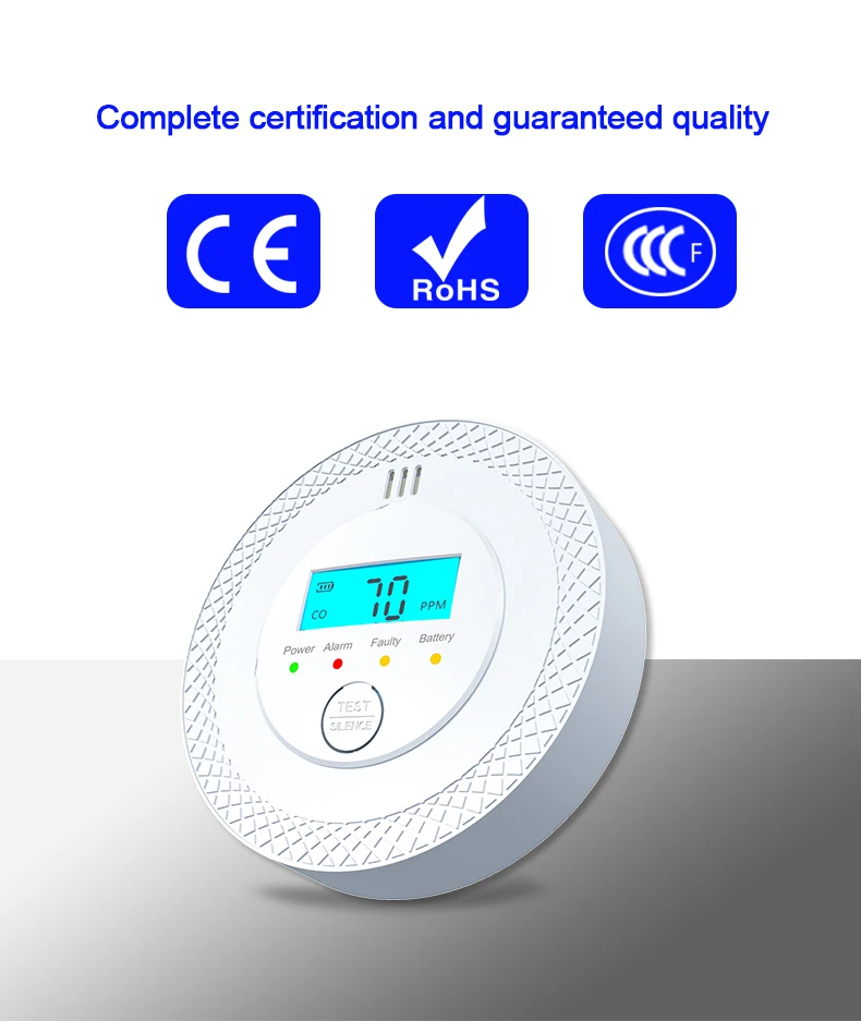 

Independent Carbon Monoxide Detector with LCD Digital Display for Home Security Gas Detection and Real-Time Warning Alarm