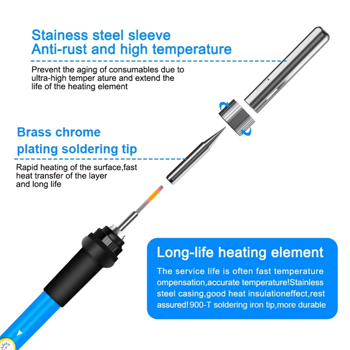 AA98 Soldering Iron Heat Set Insert Tool, 60W 2200V Soldering Welding Iron Kit with Iron Tips and Heat Set EU Plug