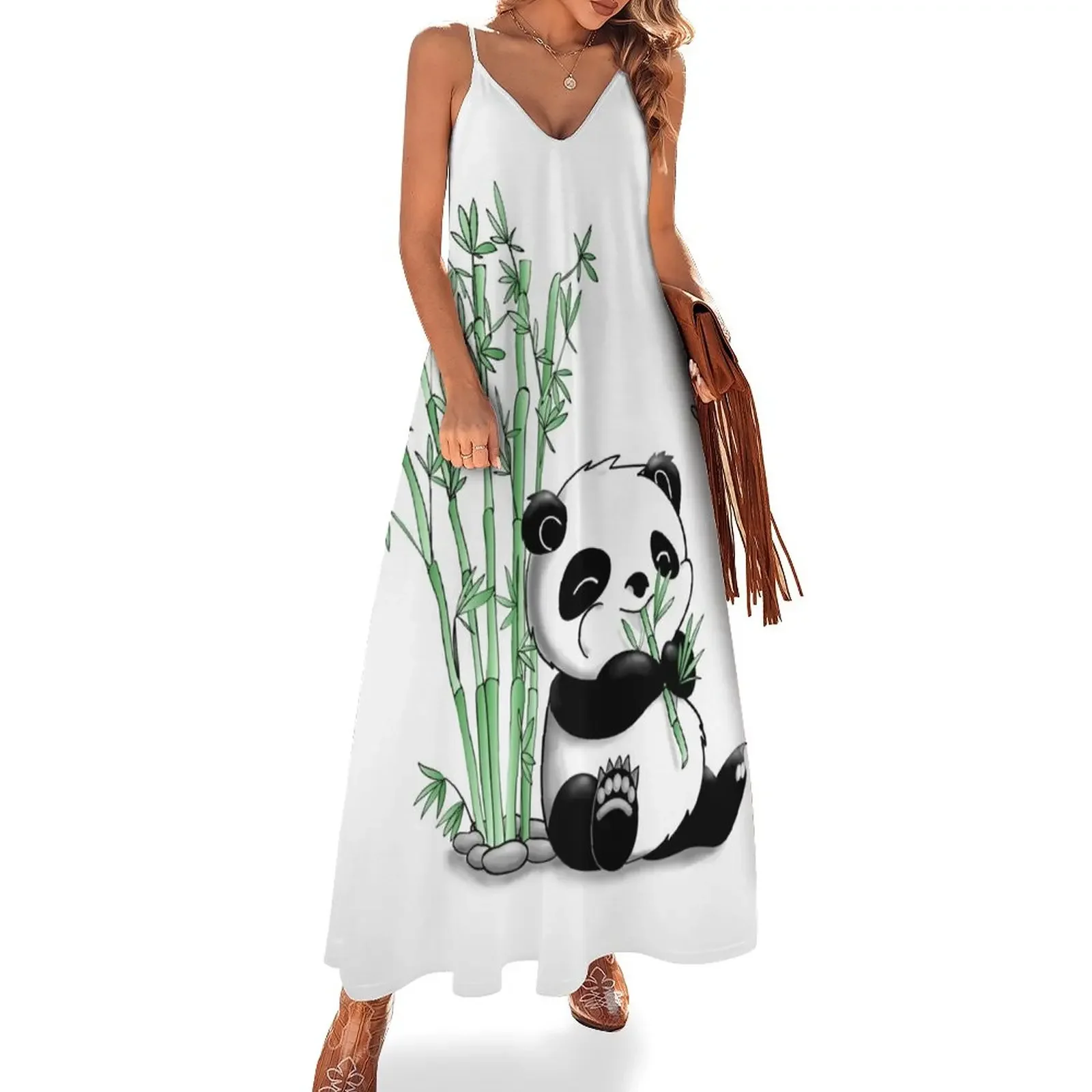 

Panda Eating Bamboo Sleeveless Dress sensual sexy dress for women elegant women's sets Bride dresses