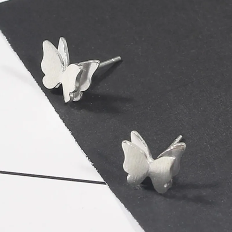 Silver Color Three-Dimensional Butterfly  Stud Earrings For Women Casual Style Girl Earings