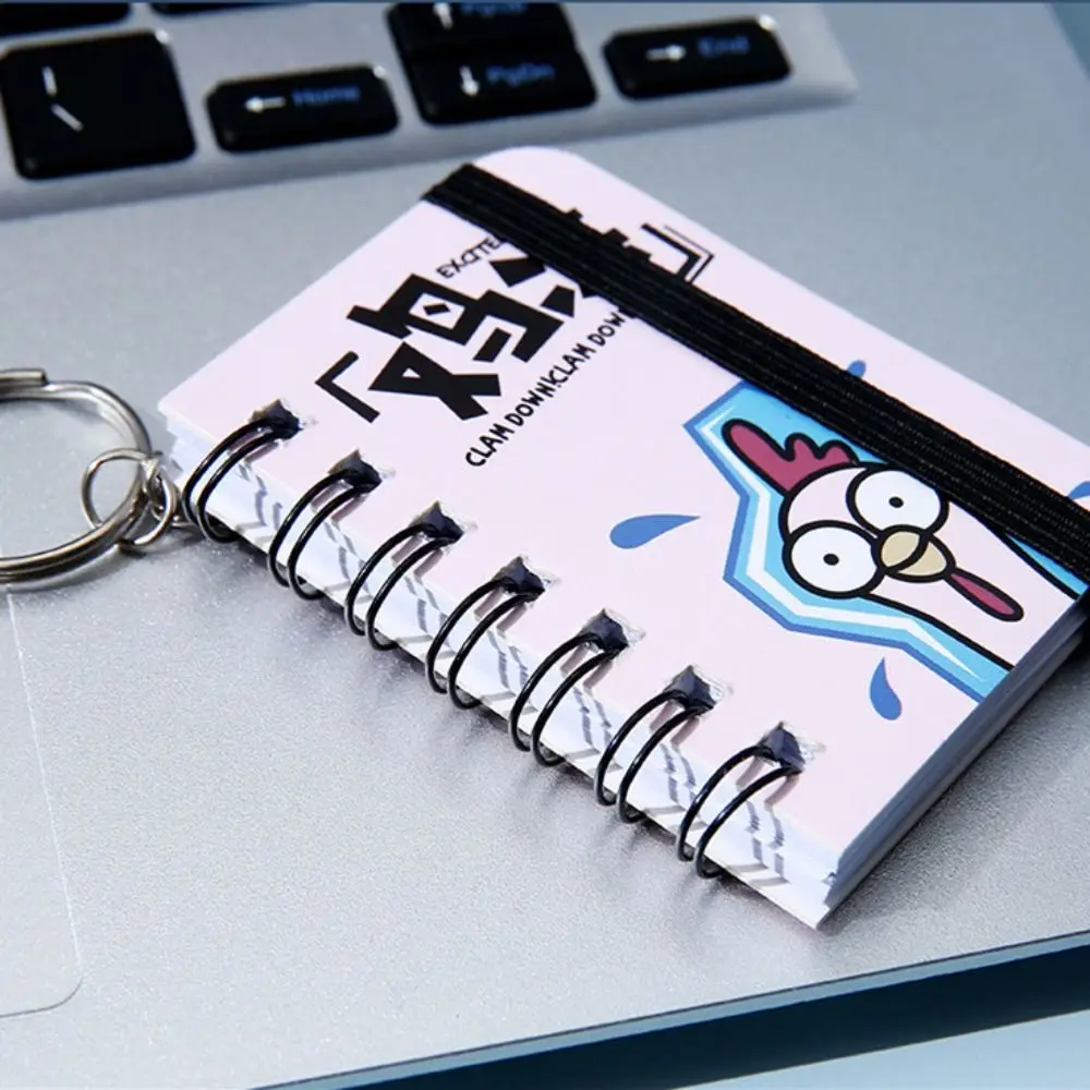 1Pc Mini Notebook Cute Small Book with Keychain Portable Notebook Student Class Notepad Random Pattern Hanging Keyring Journal