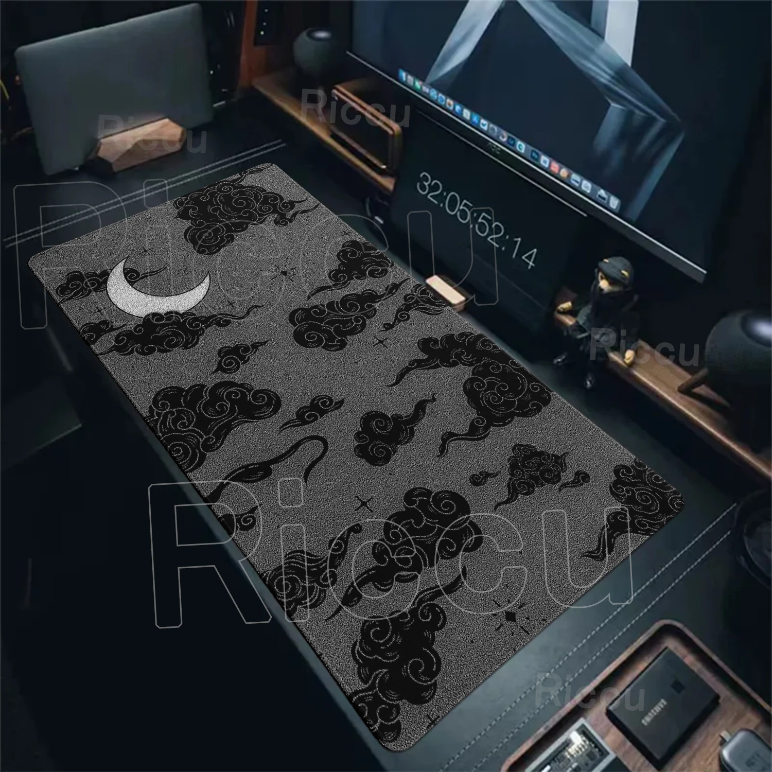 Star Moon Mouse Pad Dark Aesthetics Desk Pad Cloud Pattern Minimalist Game Equipment Accessories Deskmat Gothic Style Mousepad