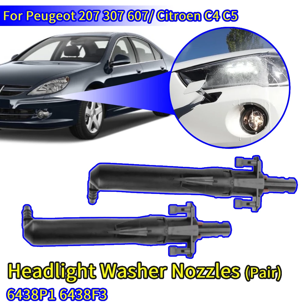 

2pcs Headlight Cleaning Washer Nozzle Pump for Peugeot 207 307 607 Citroen C4 C5 89028244 6438P1 Headlight Washer Bracket