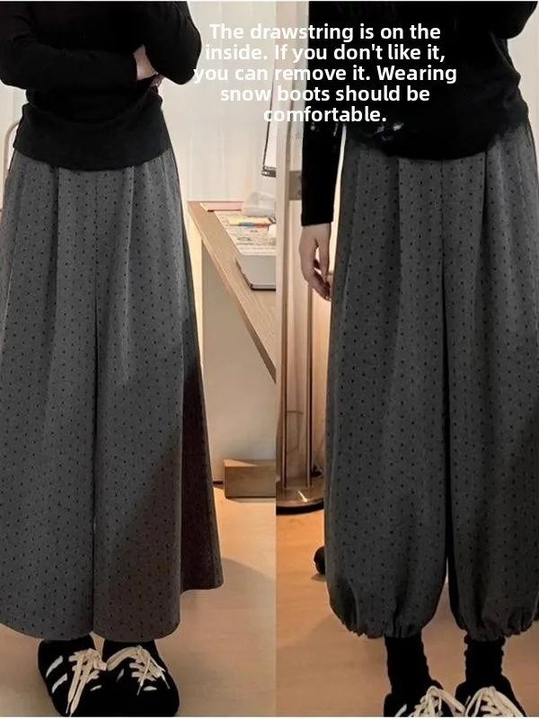 

Женские широкие брюки с высокой талией в горошек, осенне-зимние, драпированные, для фотосессий