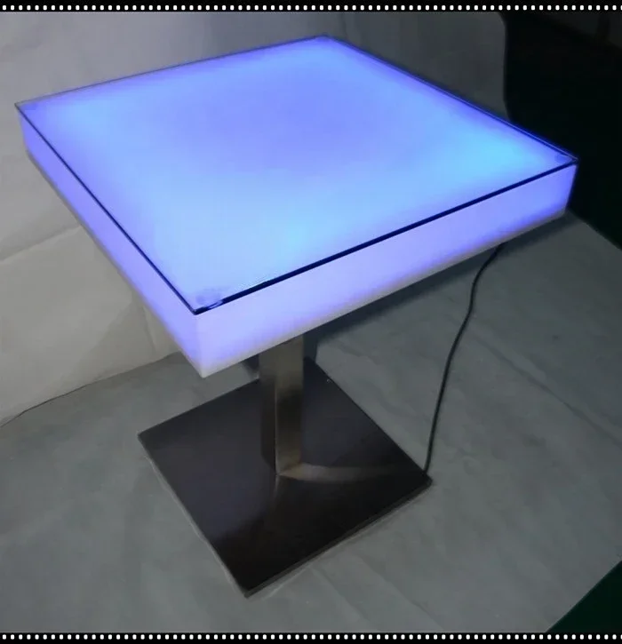 restaurant furniture led glowing square dinning table