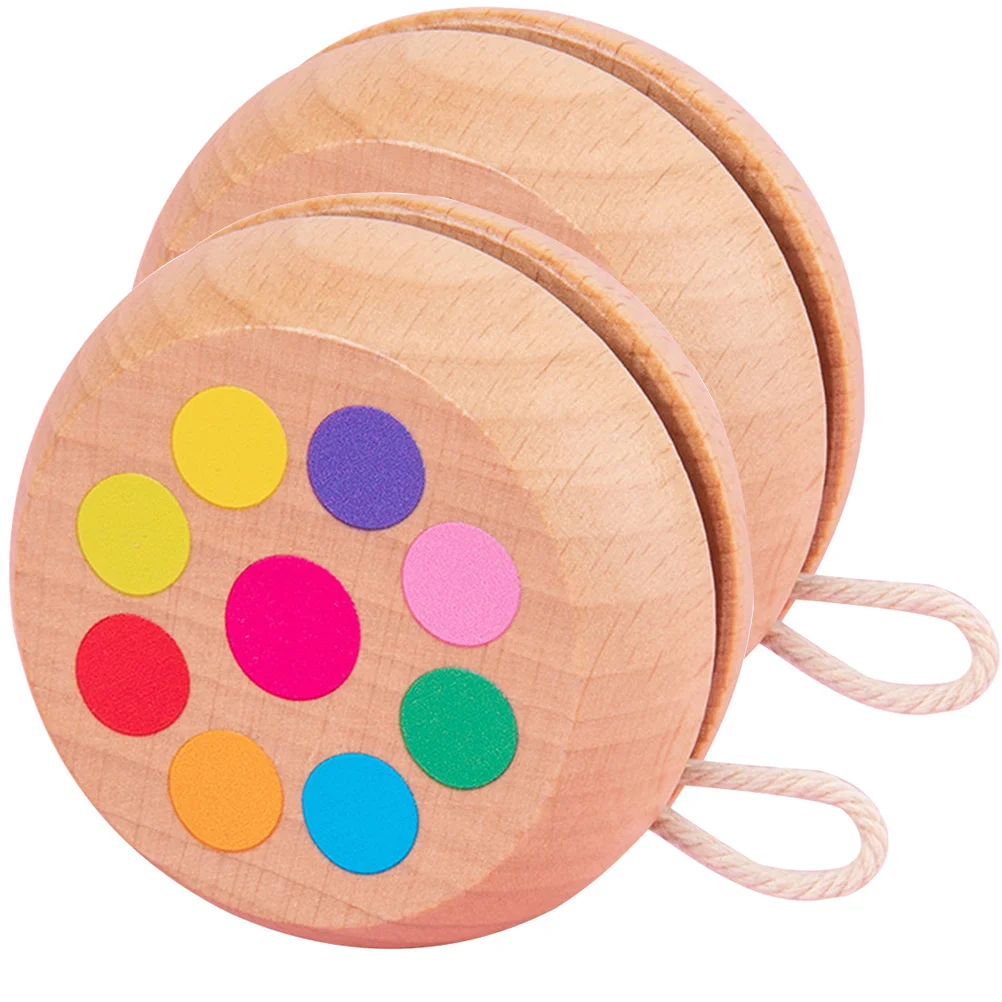 2 قطعة كرة اليويو الخشبية للأطفال للأطفال التنسيق بين اليد والعين التعليمية في الهواء الطلق لعب صغير يو يو طفل الإصبع