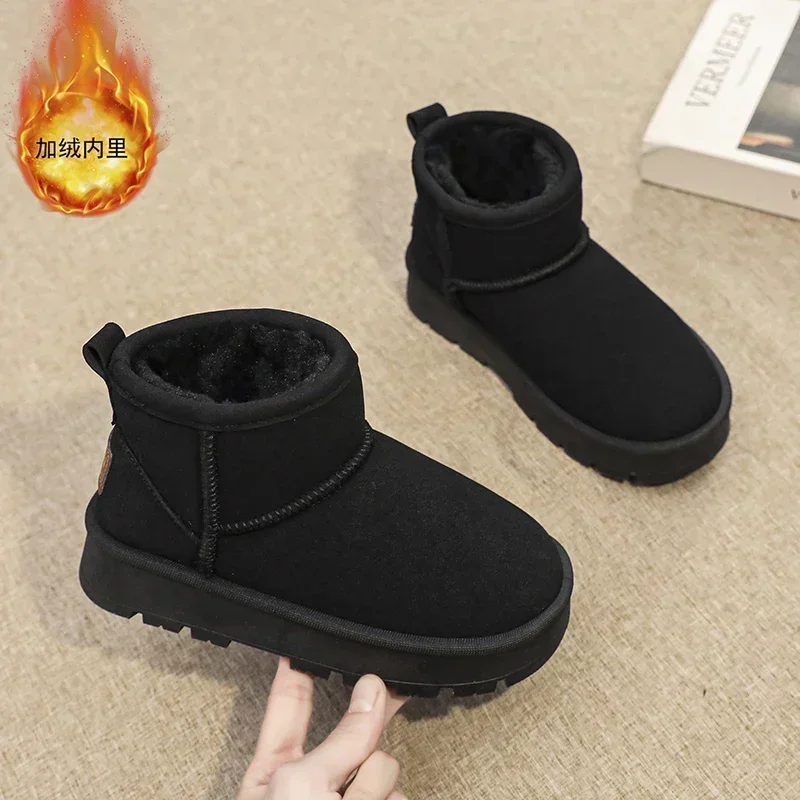 Children's Snow Boots Winter Velvet and Thicken Child Boots Girls Boys Water Proof Wear-resistant Anti-slip Shoes Kids Snow Boot