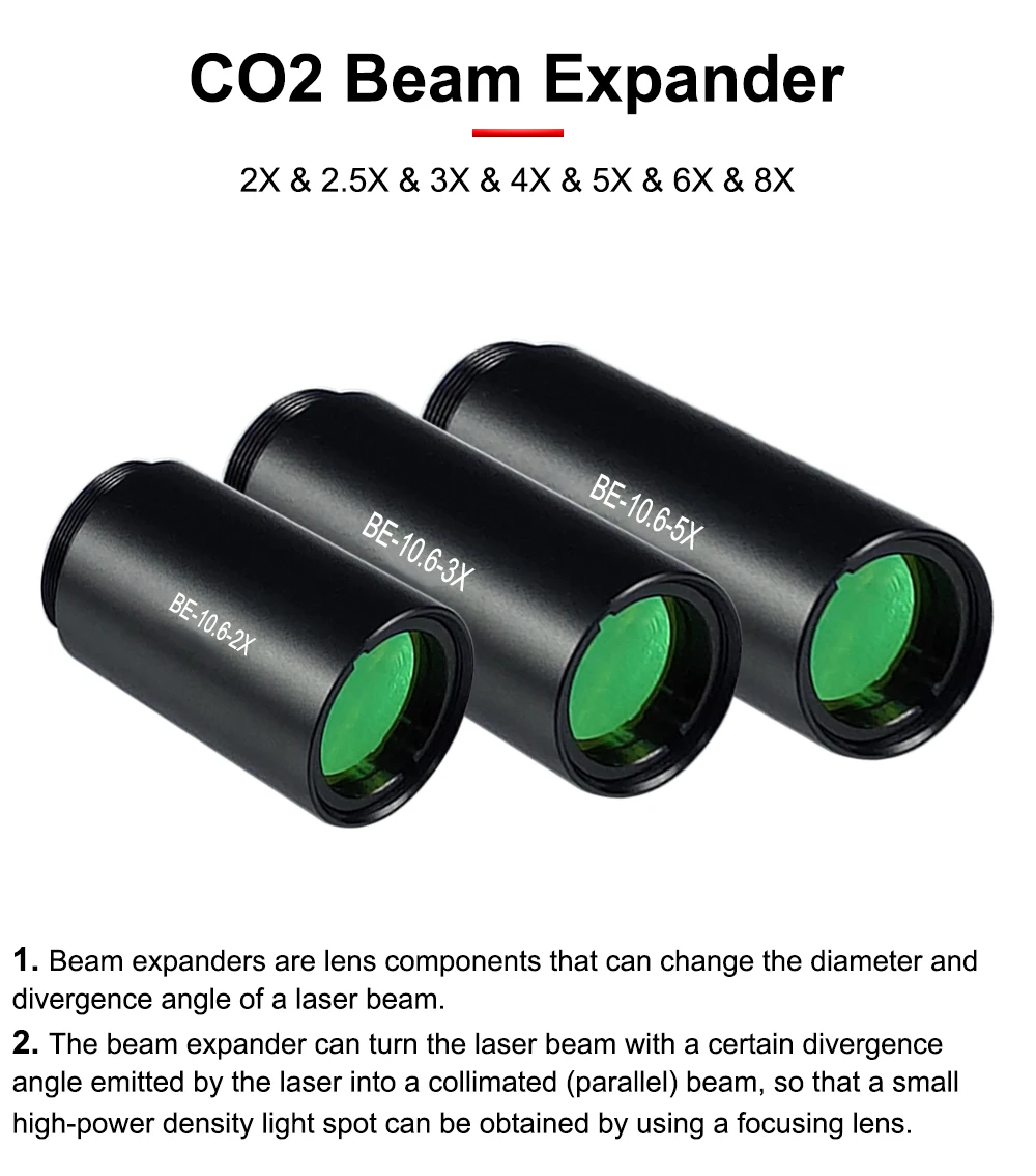 Hunst CO2 10600nm Laserstrahlexpander 2X 2,5X 3X 4X Erweiterungsverhältnis M22*0,75 Linsenoptik für CO2-Lasermarkierungsmaschine – Detail 1