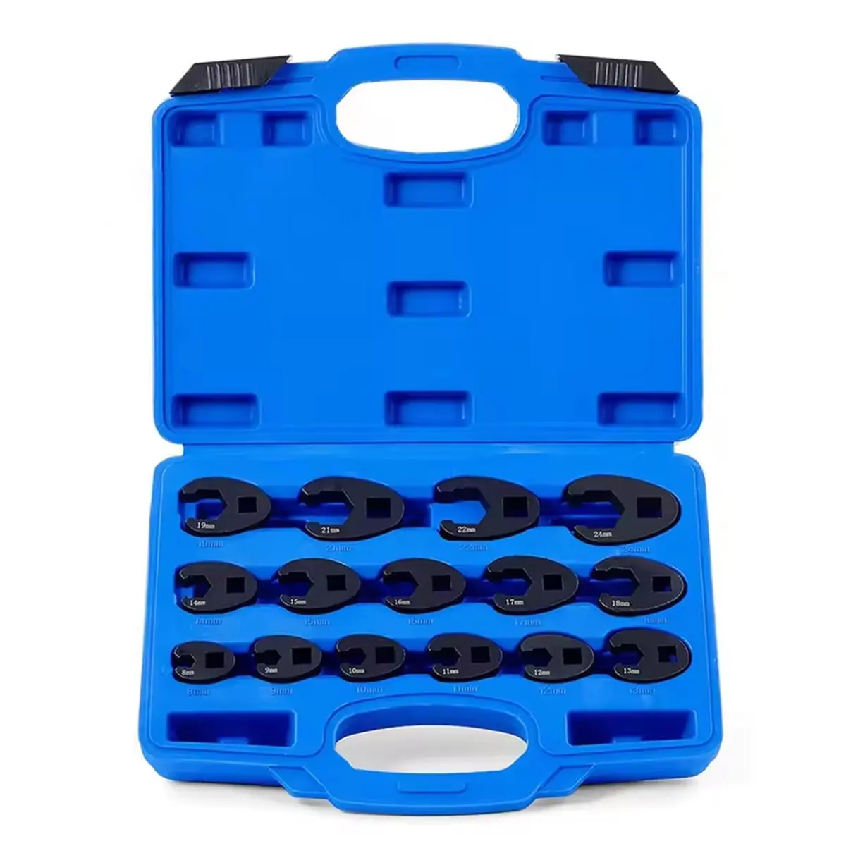 A50U 15 Pcs Crowfoot Wrench Set Flare Nut Tool 8 to 24mm 1/2 3/8