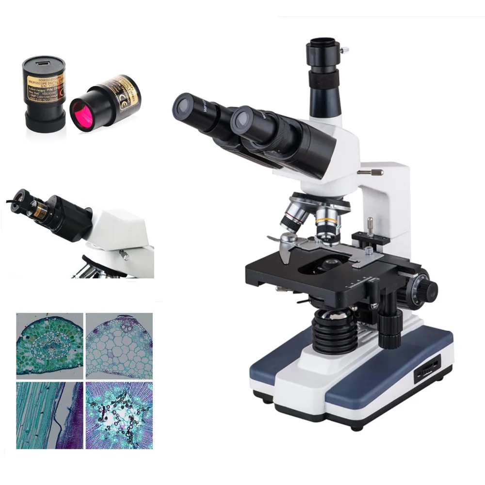 40X-1600X Trinocular Student Microscopes Laboratory with 5mp Digital Eyepiece Camera