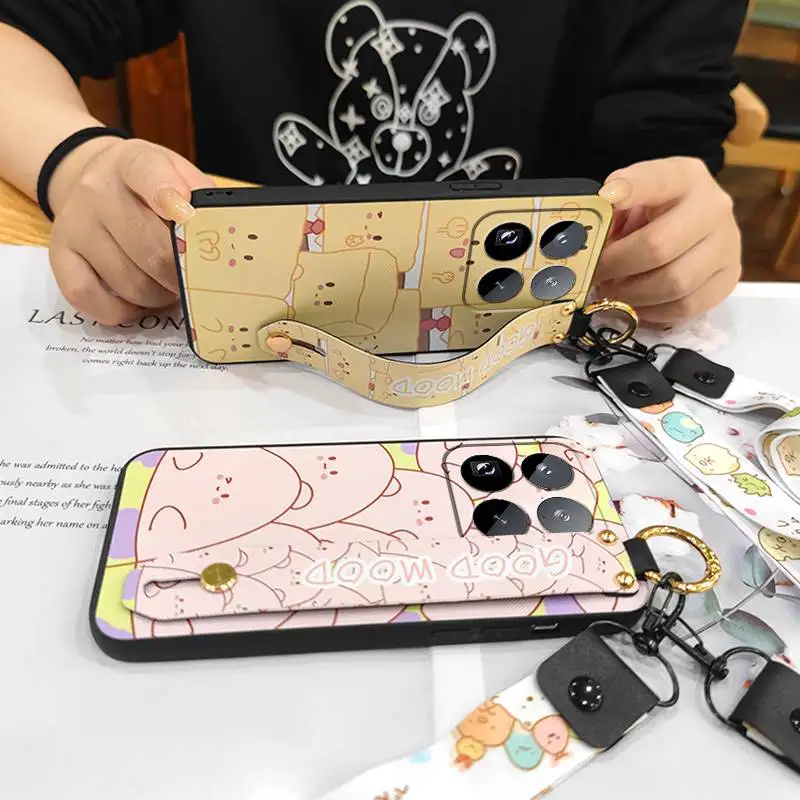 Waterproof Anti-knock Phone Case For Xiaomi15 Pro/Mi15 Pro Fashion Design Soft case ring Cartoon Kickstand Wristband