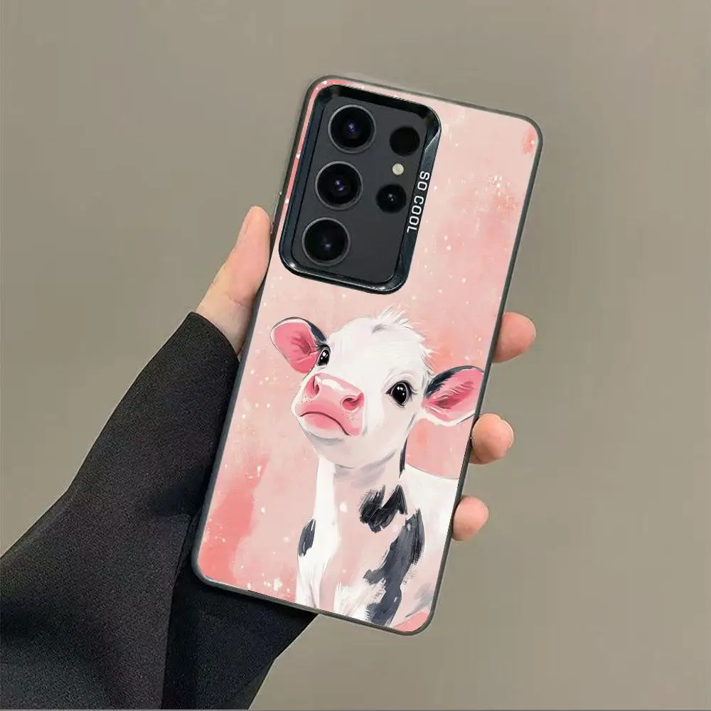 

Cute cow case for Galaxy S25 S24 S23 S22 S21 S20 Ultra/ FE/Plus shock-proof rear cover anti-fingerprint