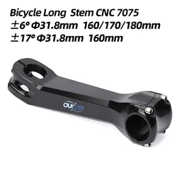 OUO CNC Stem 7075 Aluminum Mtb Bike Table Takeaway 31.8 Long Bike Stem 6/17 Degree Bicycle Handlebar Stem Downstem 160/170/180mm